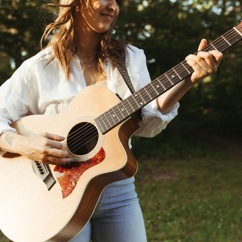 Outside with guitar